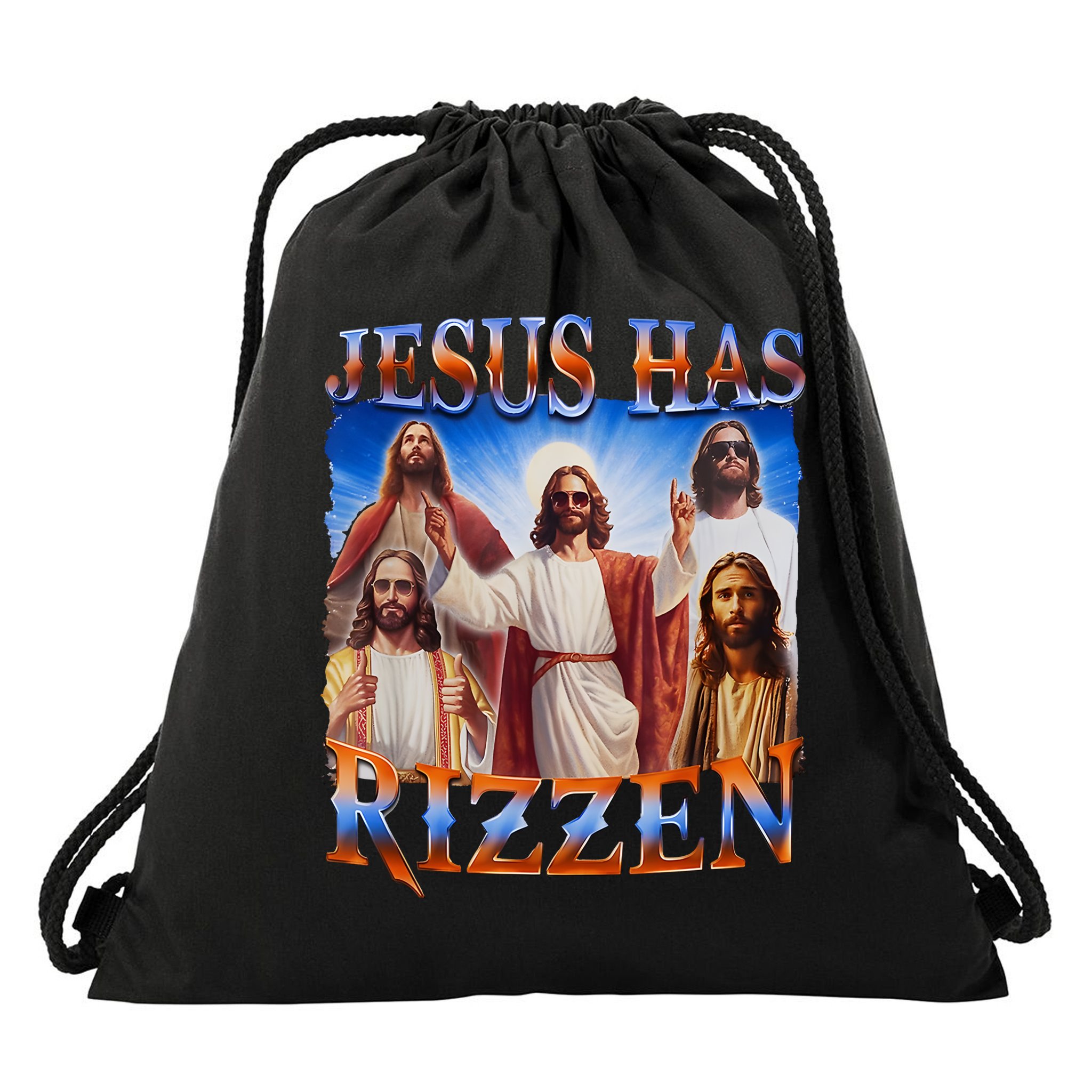 Jesus Has Rizzen He Is Rizzen Drawstring Bag
