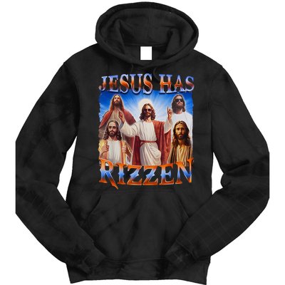 Jesus Has Rizzen He Is Rizzen Tie Dye Hoodie
