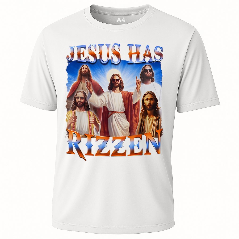 Jesus Has Rizzen He Is Rizzen Cooling Performance Crew T-Shirt