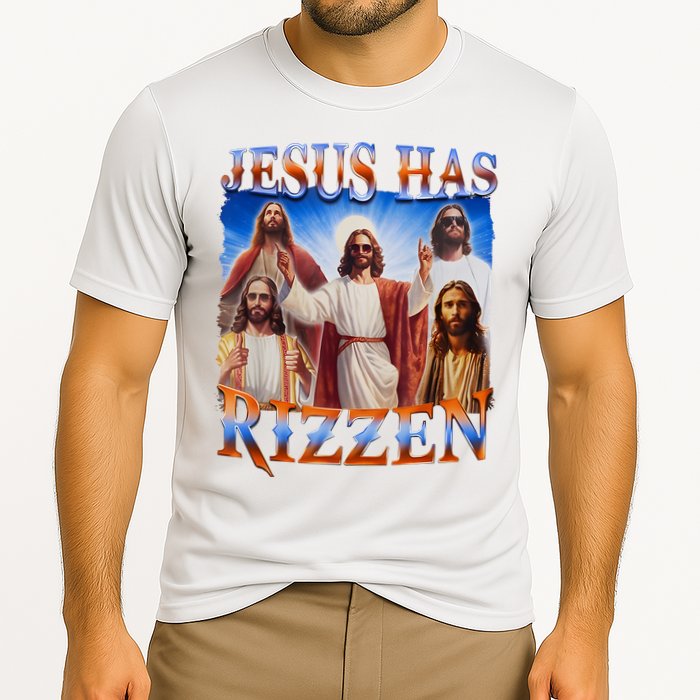Jesus Has Rizzen He Is Rizzen Cooling Performance Crew T-Shirt