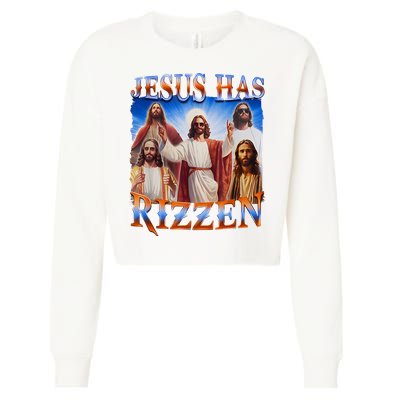 Jesus Has Rizzen He Is Rizzen Cropped Pullover Crew
