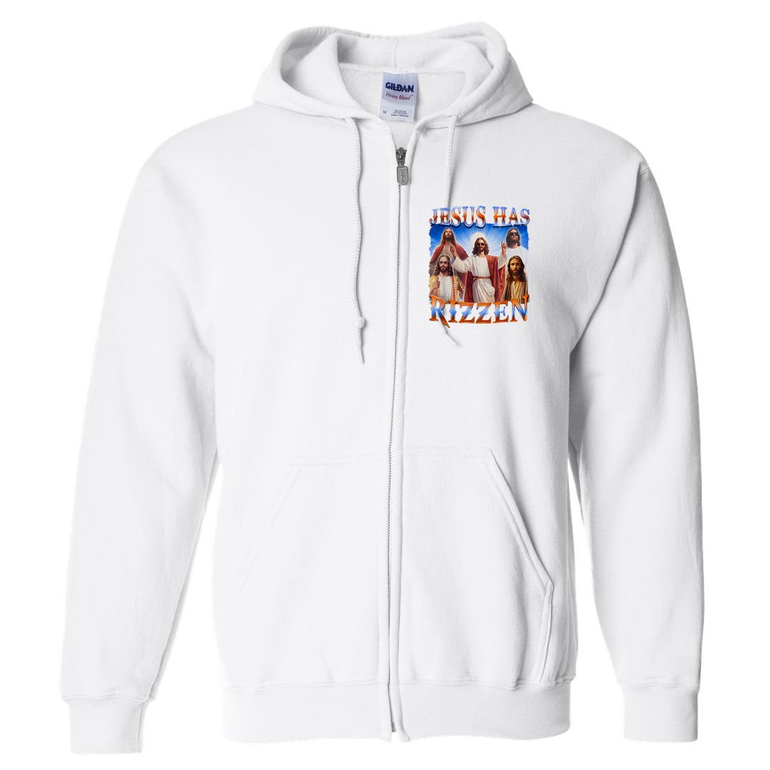 Jesus Has Rizzen He Is Rizzen Full Zip Hoodie
