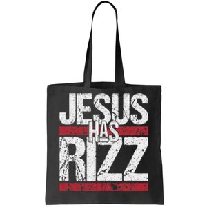 Jesus Has Rizz Simple Christian Faith Believer God Quote Tote Bag