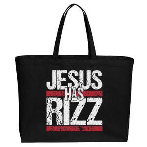 Jesus Has Rizz Simple Christian Faith Believer God Quote Cotton Canvas Jumbo Tote