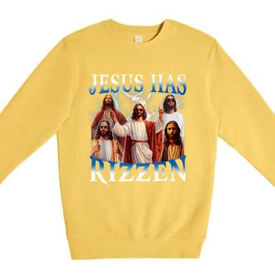 Jesus Has Rizzen Vintage Christian Design Jesus Premium Crewneck Sweatshirt