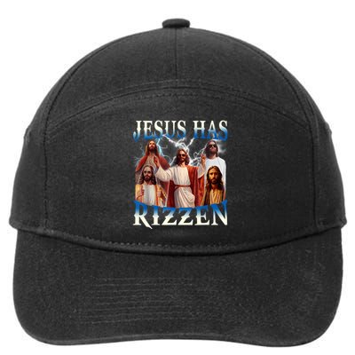 Jesus Has Rizzen Vintage Christian Design Jesus 7-Panel Snapback Hat