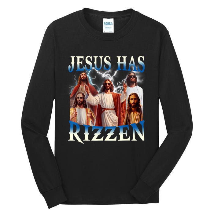 Jesus Has Rizzen Vintage Christian Design Jesus Tall Long Sleeve T-Shirt