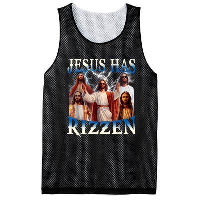 Jesus Has Rizzen Vintage Christian Design Jesus Mesh Reversible Basketball Jersey Tank