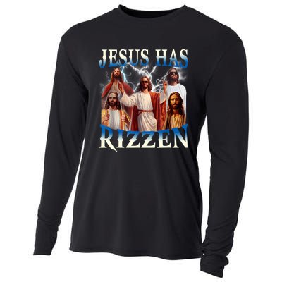 Jesus Has Rizzen Vintage Christian Design Jesus Cooling Performance Long Sleeve Crew