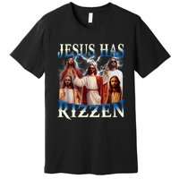 Jesus Has Rizzen Vintage Christian Design Jesus Premium T-Shirt