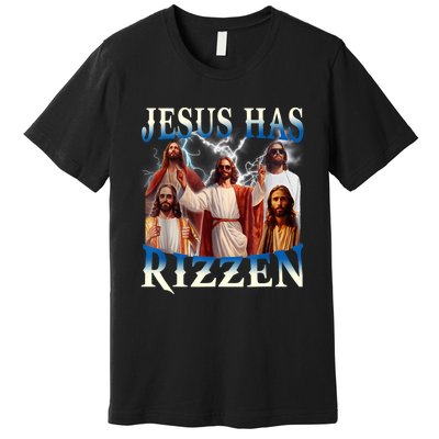 Jesus Has Rizzen Vintage Christian Design Jesus Premium T-Shirt