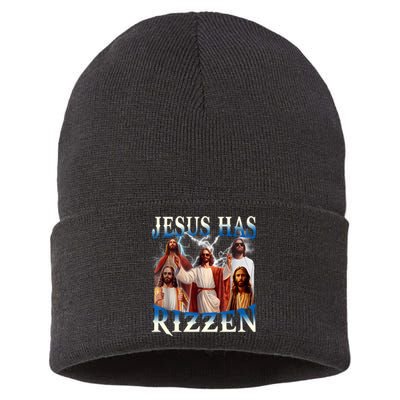 Jesus Has Rizzen Vintage Christian Design Jesus Sustainable Knit Beanie