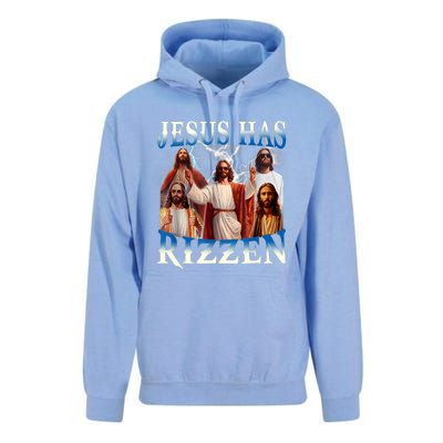 Jesus Has Rizzen Vintage Christian Design Jesus Unisex Surf Hoodie