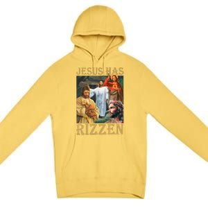 Jesus Has Rizzen Jesus Cool Funny Premium Pullover Hoodie