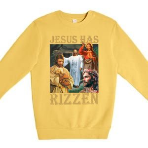 Jesus Has Rizzen Jesus Cool Funny Premium Crewneck Sweatshirt