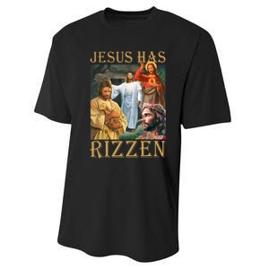 Jesus Has Rizzen Jesus Cool Funny Performance Sprint T-Shirt