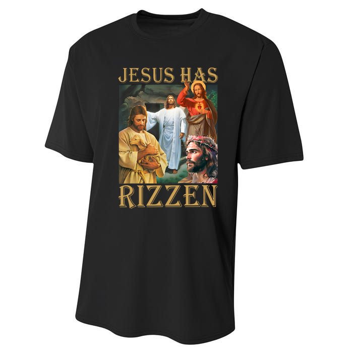 Jesus Has Rizzen Jesus Cool Funny Performance Sprint T-Shirt