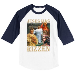 Jesus Has Rizzen Jesus Cool Funny Baseball Sleeve Shirt