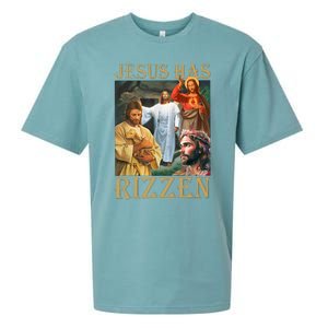 Jesus Has Rizzen Jesus Cool Funny Sueded Cloud Jersey T-Shirt