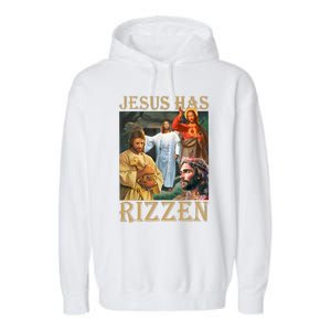 Jesus Has Rizzen Jesus Cool Funny Garment-Dyed Fleece Hoodie