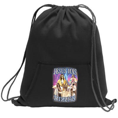 Jesus Has Rizzen Sweatshirt Cinch Pack Bag