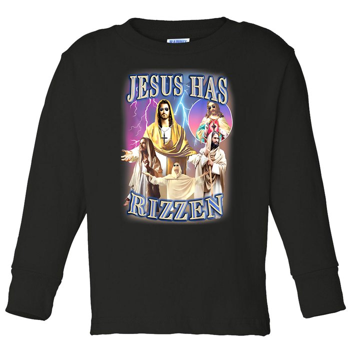 Jesus Has Rizzen Toddler Long Sleeve Shirt