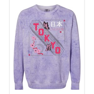 Japan Hello Spring Tokyo Text With Flower And Butterflies Colorblast Crewneck Sweatshirt