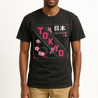 Japan Hello Spring Tokyo Text With Flower And Butterflies Tall T-Shirt
