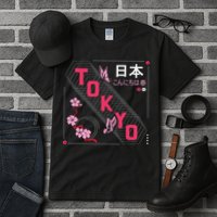 Japan Hello Spring Tokyo Text With Flower And Butterflies Tall T-Shirt
