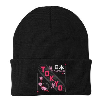 Japan Hello Spring Tokyo Text With Flower And Butterflies Beanie