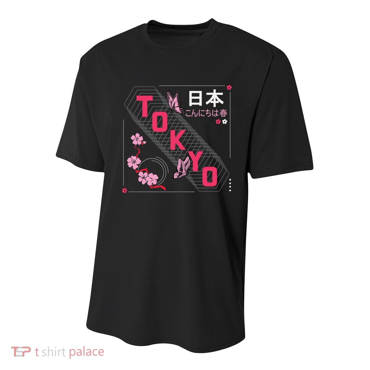 Japan Hello Spring Tokyo Text With Flower And Butterflies Youth Performance Sprint T-Shirt