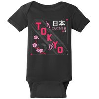 Japan Hello Spring Tokyo Text With Flower And Butterflies Baby Bodysuit
