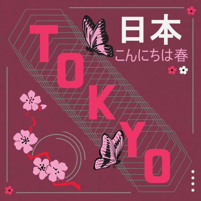 Japan Hello Spring Tokyo Text With Flower And Butterflies 16oz Travel Tumbler
