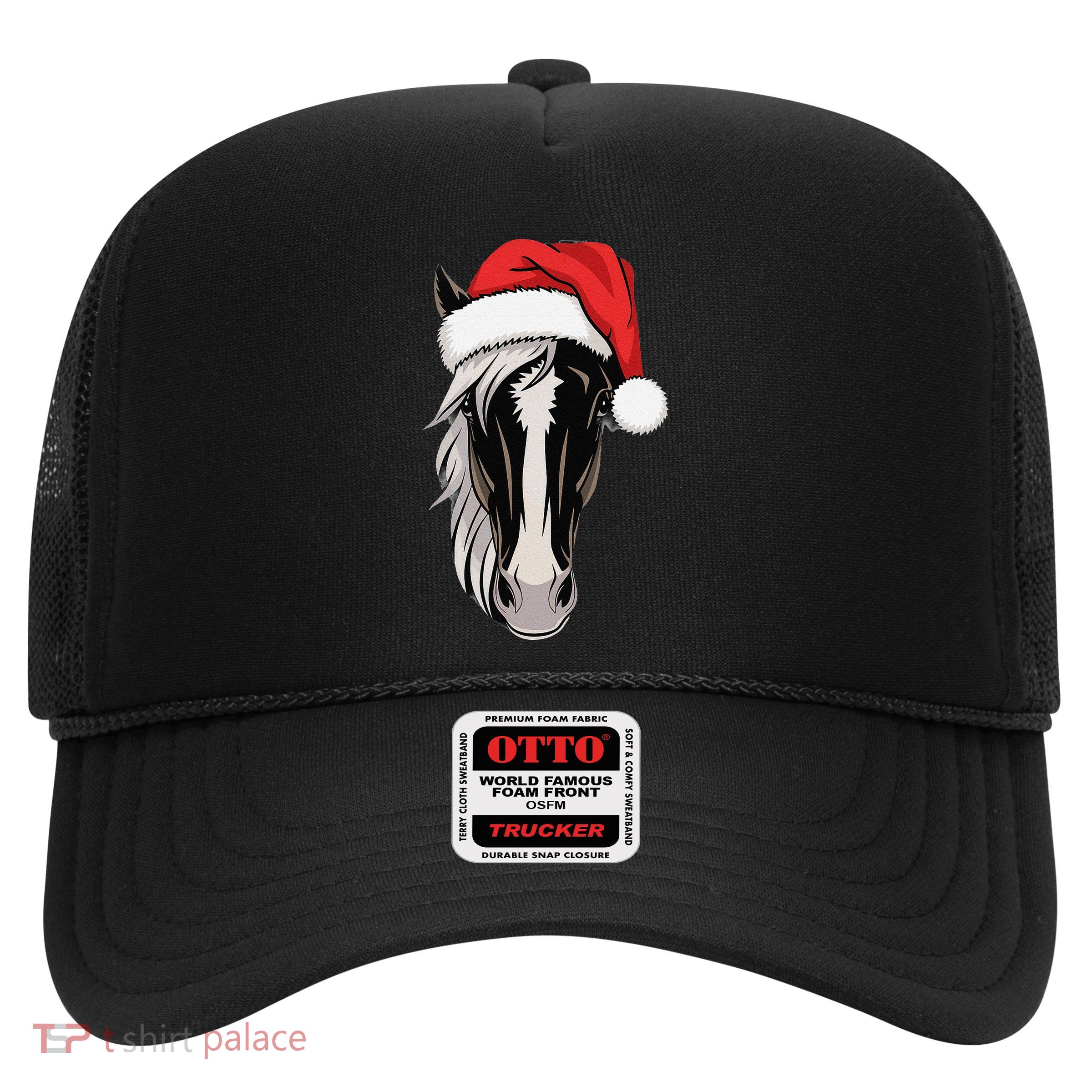 Joyful Horse Santa On Horse Christmas Trucker Hat