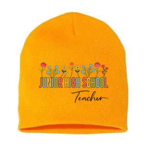 Junior High School Teacher Wildflowers Back To School Cool Gift Short Acrylic Beanie