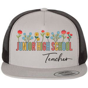 Junior High School Teacher Wildflowers Back To School Cool Gift Flat Bill Trucker Hat