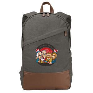 Just Here To Bang President Funny USA Cotton Canvas Backpack