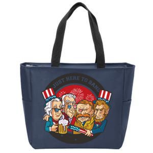 Just Here To Bang President Funny USA Zip Tote Bag