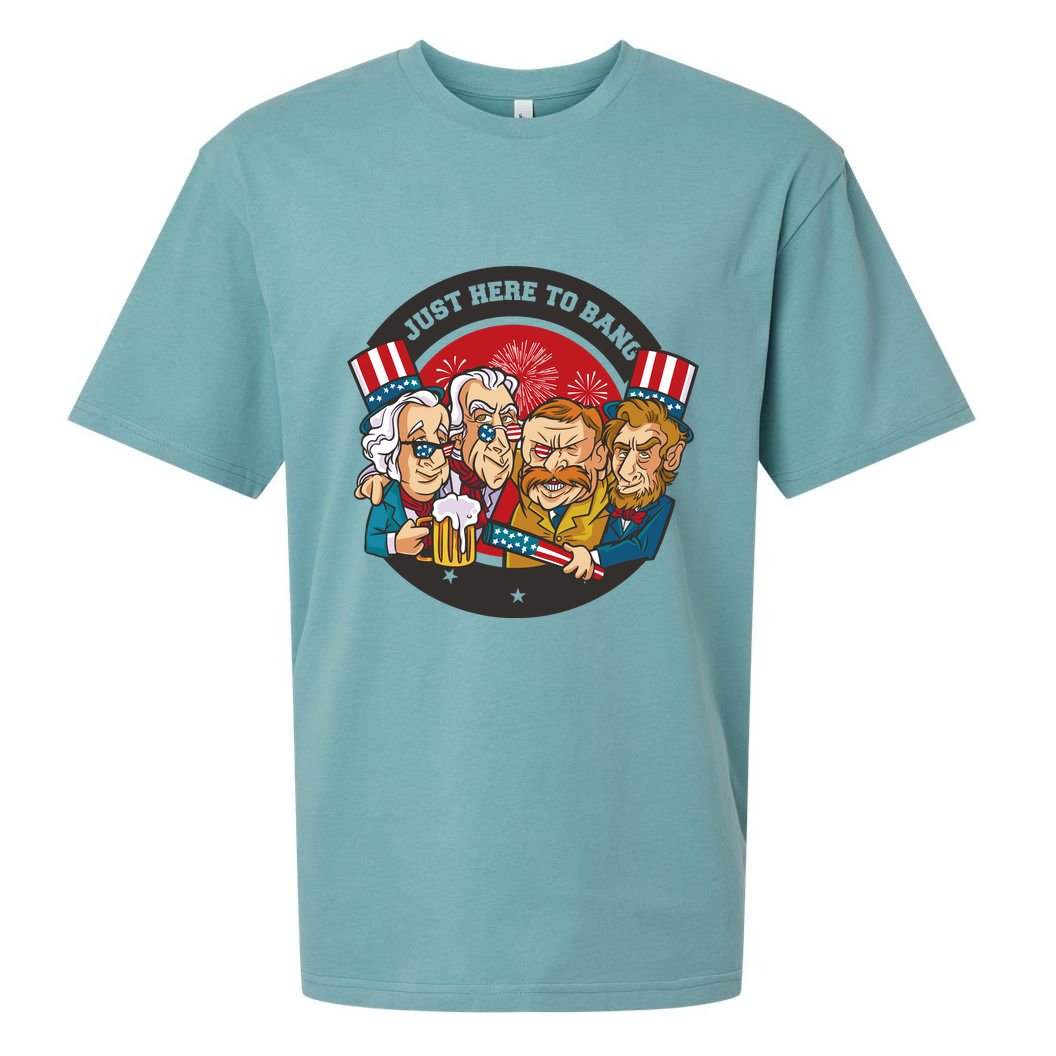 Just Here To Bang President Funny USA Sueded Cloud Jersey T-Shirt