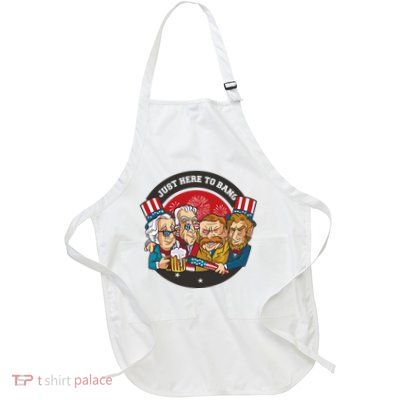 Just Here To Bang President Funny USA Full-Length Apron With Pockets
