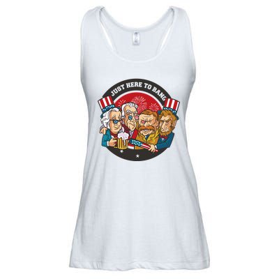 Just Here To Bang President Funny USA Ladies Essential Flowy Tank