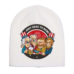 Just Here To Bang President Funny USA Short Acrylic Beanie