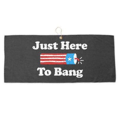 Just Here To Bang Funny 4th July American Flag Large Microfiber Waffle Golf Towel