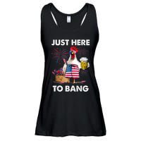 Just Here To Bang USA Flag Funny 4th Of July Chicken Beer Ladies Essential Flowy Tank