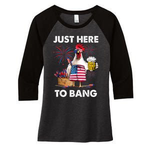 Just Here To Bang USA Flag Funny 4th Of July Chicken Beer Women's Tri-Blend 3/4-Sleeve Raglan Shirt