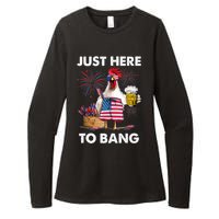 Just Here To Bang USA Flag Funny 4th Of July Chicken Beer Womens CVC Long Sleeve Shirt