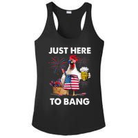 Just Here To Bang USA Flag Funny 4th Of July Chicken Beer Ladies PosiCharge Competitor Racerback Tank