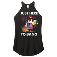 Just Here To Bang USA Flag Funny 4th Of July Chicken Beer Women's Perfect Tri Rocker Tank