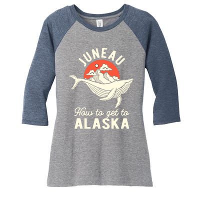 Juneau How To Get To Alaska Women's Tri-Blend 3/4-Sleeve Raglan Shirt