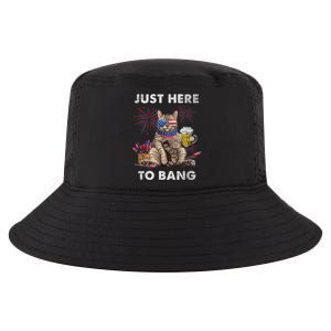 Just Here To Bang USA Flag Funny Beer 4th Of July Cat Lover Cool Comfort Performance Bucket Hat